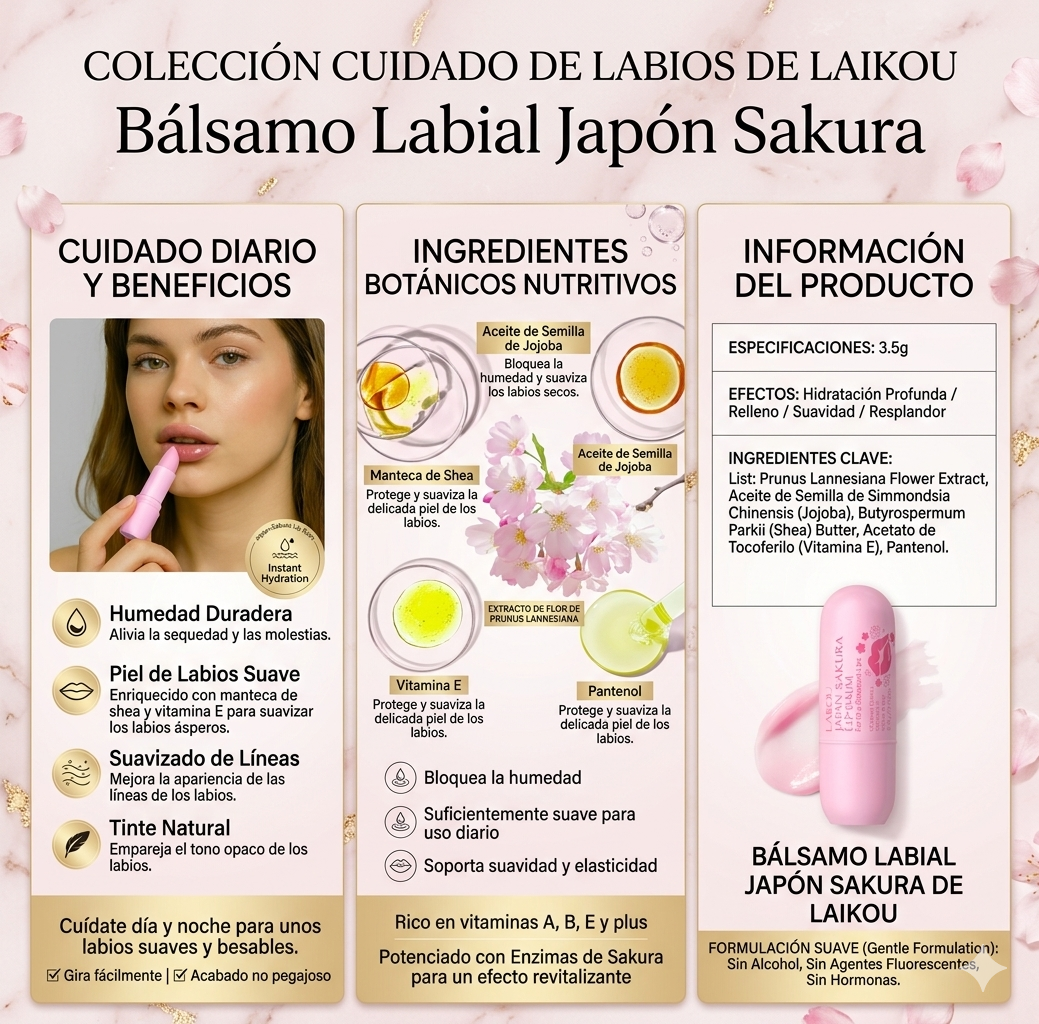 Bálsamo Labial LAIKOU Sakura: Hidratación Profunda y Brillo Natural