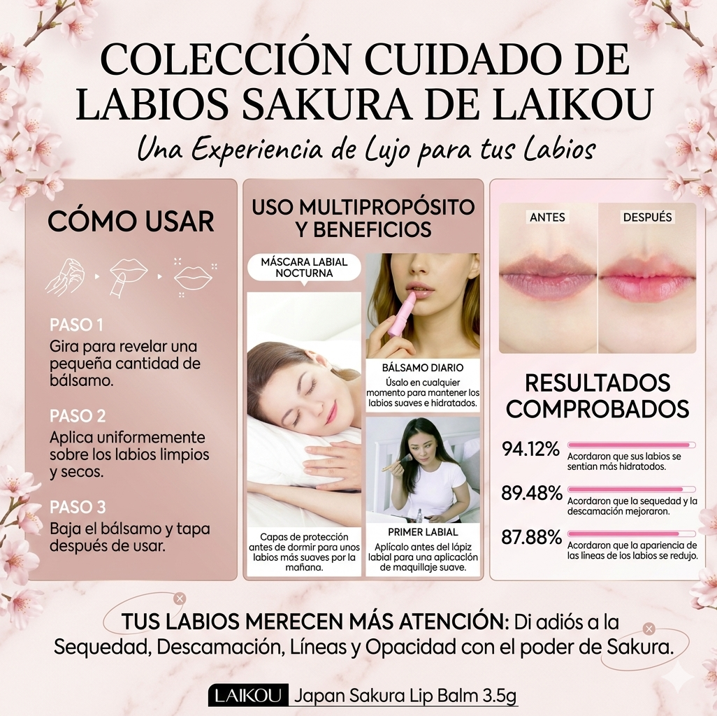Bálsamo Labial LAIKOU Sakura: Hidratación Profunda y Brillo Natural
