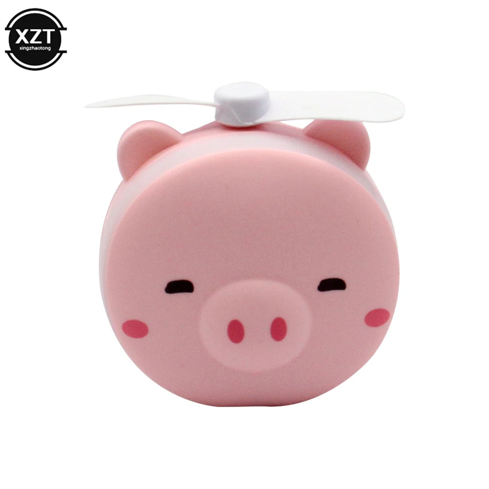 Kawaii Tiernos Mini Abanicos con Luz y Espejo