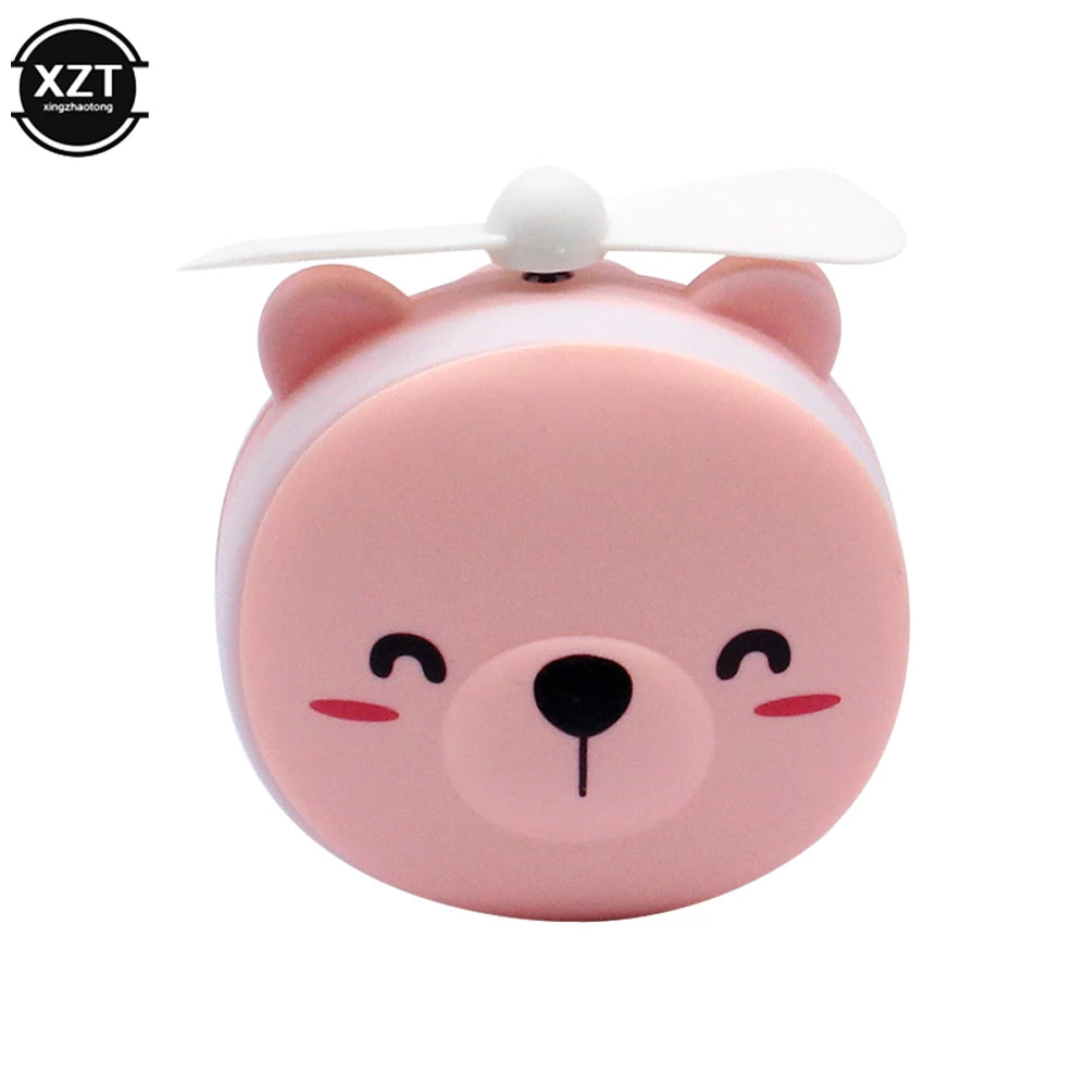 Kawaii Tiernos Mini Abanicos con Luz y Espejo