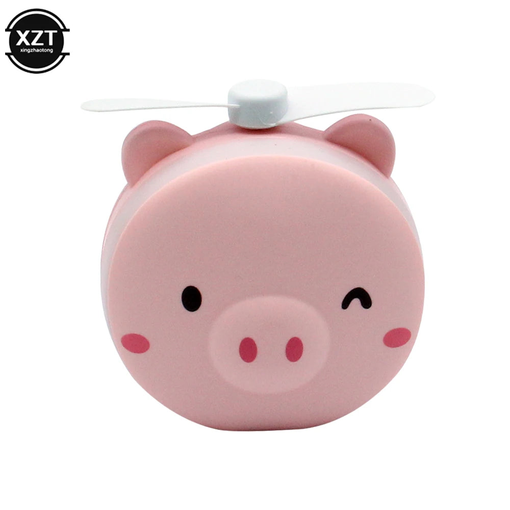 Kawaii Tiernos Mini Abanicos con Luz y Espejo